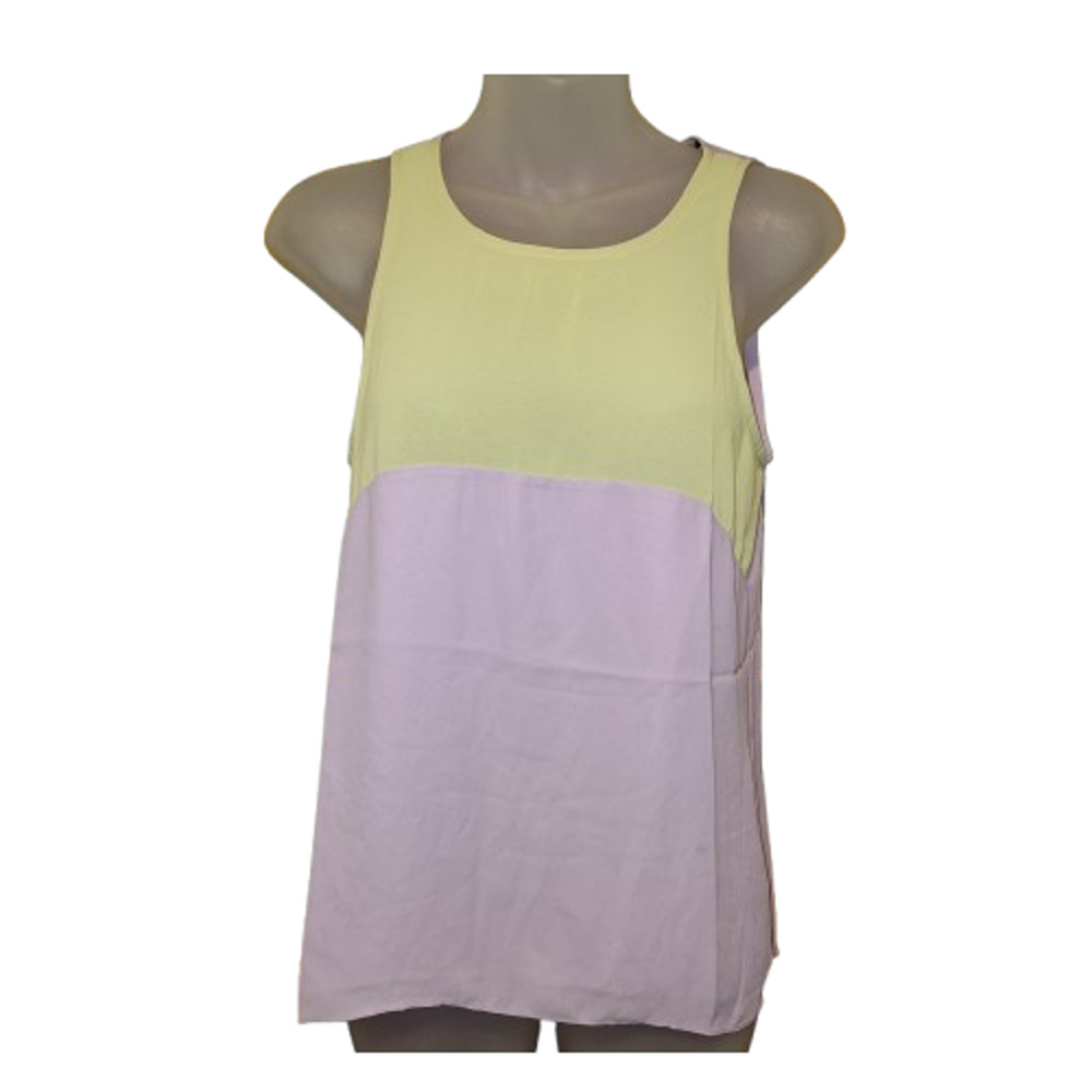 English Rose Women’s Yellow & Pink Sleeveless Color Block Style Top Size S BG24